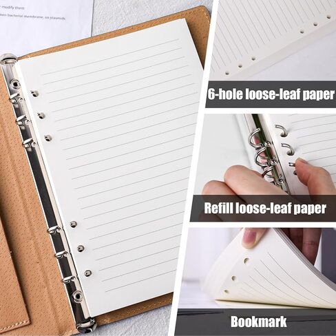 100 Sheets Lined Refill Paper, White Loose Leaf Paper 6 Holes for A5 Planner Inserts 6-Ring Binders School Office 5.6" x 8.2" 80gsm in Saudi Arabia