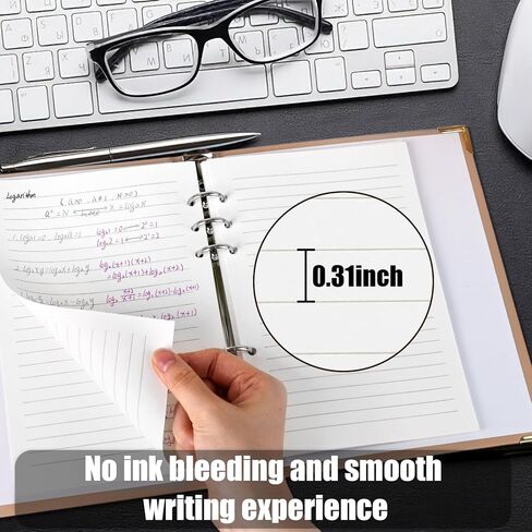 100 Sheets Lined Refill Paper, White Loose Leaf Paper 6 Holes for A5 Planner Inserts 6-Ring Binders School Office 5.6" x 8.2" 80gsm in Saudi Arabia