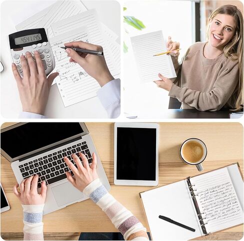 100 Sheets Lined Refill Paper, White Loose Leaf Paper 6 Holes for A5 Planner Inserts 6-Ring Binders School Office 5.6" x 8.2" 80gsm in Saudi Arabia
