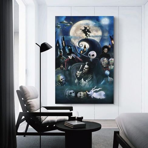 Horror Halloween Tim Burton Movie Art Posters Edward，Nightmare， Mars Attacks Scissorhands Before Chr Wall Art Paintings Canvas Wall Decor Home Decor Living Room Decor Aesthetic Prints 16x24inch(40x60 in Saudi Arabia