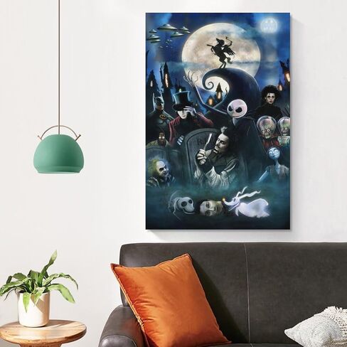 Horror Halloween Tim Burton Movie Art Posters Edward，Nightmare， Mars Attacks Scissorhands Before Chr Wall Art Paintings Canvas Wall Decor Home Decor Living Room Decor Aesthetic Prints 16x24inch(40x60 in Saudi Arabia