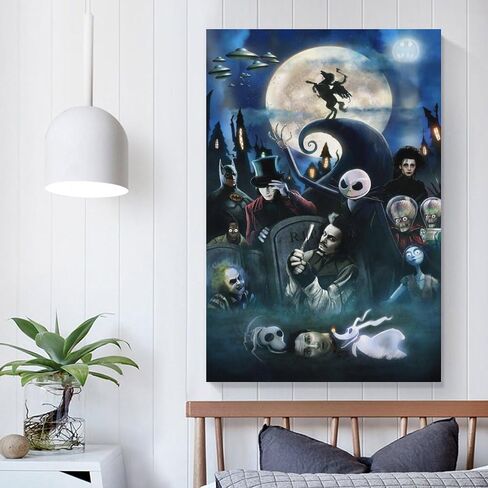 Horror Halloween Tim Burton Movie Art Posters Edward，Nightmare， Mars Attacks Scissorhands Before Chr Wall Art Paintings Canvas Wall Decor Home Decor Living Room Decor Aesthetic Prints 16x24inch(40x60 in Saudi Arabia