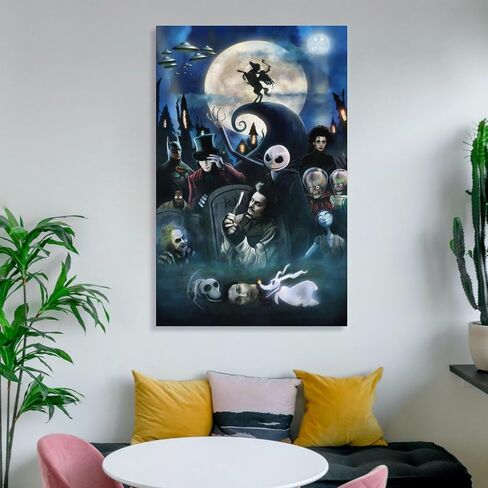 Horror Halloween Tim Burton Movie Art Posters Edward，Nightmare， Mars Attacks Scissorhands Before Chr Wall Art Paintings Canvas Wall Decor Home Decor Living Room Decor Aesthetic Prints 16x24inch(40x60 in Saudi Arabia