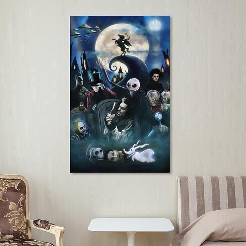 Horror Halloween Tim Burton Movie Art Posters Edward，Nightmare， Mars Attacks Scissorhands Before Chr Wall Art Paintings Canvas Wall Decor Home Decor Living Room Decor Aesthetic Prints 16x24inch(40x60 in Saudi Arabia