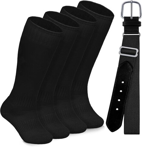 مجموعة جوارب بيسبول للأطفال الصغار وحزام كومبو من القطن لجوارب البيسبول للشباب وحزام قابل للتعديل للأولاد والبنات in Kuwait