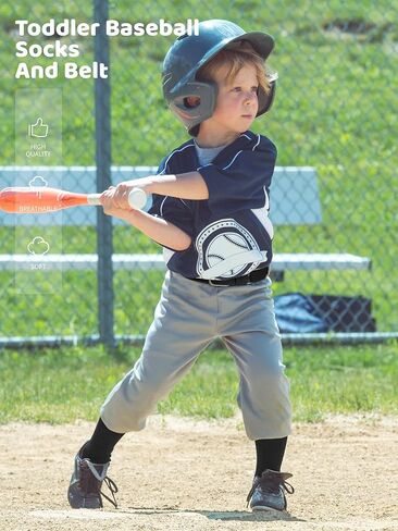 مجموعة جوارب بيسبول للأطفال الصغار وحزام كومبو من القطن لجوارب البيسبول للشباب وحزام قابل للتعديل للأولاد والبنات in Kuwait