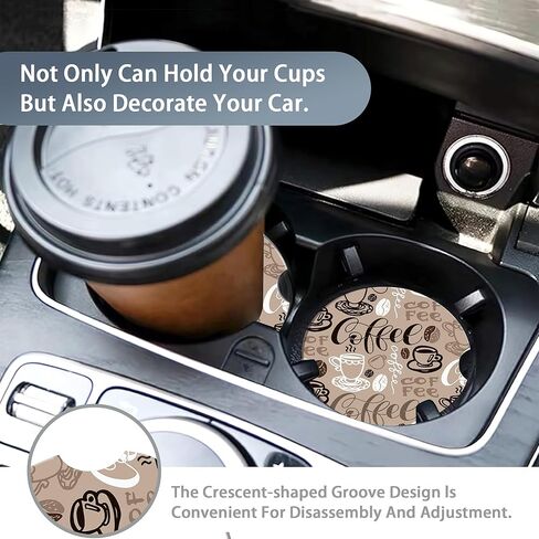 قواعد حامل أكواب كلاسيكية على شكل زهور رائعة للسيارة، قواعد حامل أكواب لطيفة من بوهو 60 ثانية، قطعتان من ملحقات حامل أكواب السيارة من السيراميك المضاد للانزلاق مع فتحة إصبع للنساء والرجال 2.56 بوصة in Kuwait