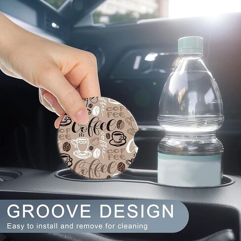 قواعد حامل أكواب كلاسيكية على شكل زهور رائعة للسيارة، قواعد حامل أكواب لطيفة من بوهو 60 ثانية، قطعتان من ملحقات حامل أكواب السيارة من السيراميك المضاد للانزلاق مع فتحة إصبع للنساء والرجال 2.56 بوصة in Kuwait