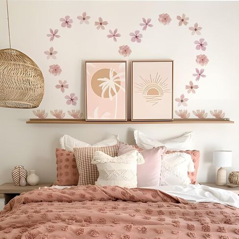 QUCHENG Boho Watercolor Nursery Wall Stickers Kid Room Wall Decals Removable DIY Decor PVC 4 Sheets in Kuwait