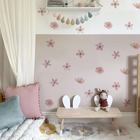 QUCHENG Boho Watercolor Nursery Wall Stickers Kid Room Wall Decals Removable DIY Decor PVC 4 Sheets in Kuwait