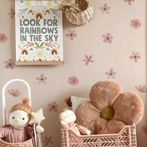 QUCHENG Boho Watercolor Nursery Wall Stickers Kid Room Wall Decals Removable DIY Decor PVC 4 Sheets in Kuwait