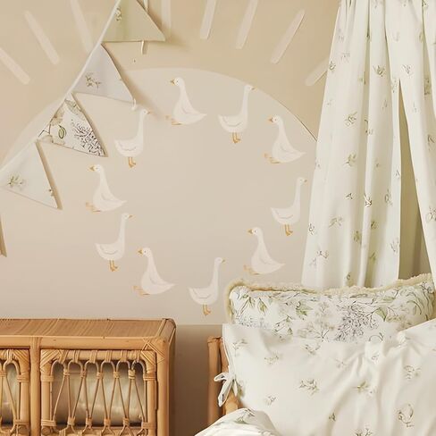 ملصقات حائط لغرفة الأطفال بألوان مائية من QUCHENG Boho، ملصقات جدارية قابلة للإزالة DIY ديكور PVC 4 ورقات in Kuwait