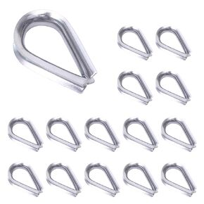 15 PCS M3 Stainless Steel Thimble for 1/8 Inches Diameter Wire Rope - Heavy-Duty Rigging Hardware Kit for Construction, Home Improvement, and Outdoor Projects - Ideal for Cable Railings