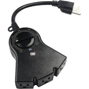 BN-LINK Dusk to Dawn Light Sensor Timer, 100 FT Range Remote Control with 3 Grounded Outlets，Outdoor Light Timer Waterproof, 15A 1/2HP, ETL Listed