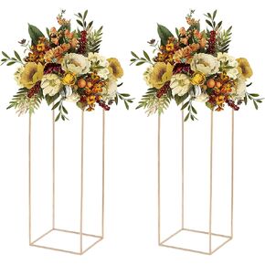 2 Pcs Gold flower stand Wedding Centerpieces for Tables 80cm/31.5in Wedding Flower Stand Tall，Metal Column Flower Stand for Wedding Decorations, Event, Home, Party