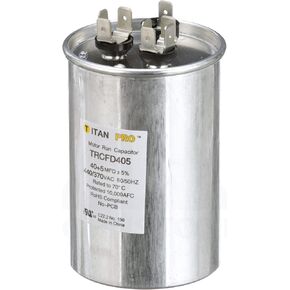 TitanPro TRCFD405 HVAC Round Dual Motor Run Capacitor. 40/5 MFD/UF 440/370 Volts