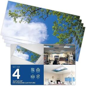 Octo Lights Decorative Fluorescent Light Covers - 2x4ft (22.38in x 46.5in) Light Covers for Classrooms & Offices - Improves Focus, Reduces Headaches & Provides Fluorescent Relief - Tree 008