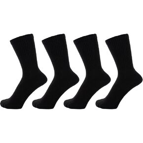 ZAKIRA Finest Combed Cotton Terry Lined Athletic Crew Socks for Men, Women - 4 Pack