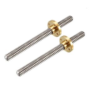 uxcell 100mm Length T8 8mm Dia Lead Screw Rod,8 Lead Stainless Steel Lead Screw Rod with Copper Nut Trapezoidal Thread for 3D Printer Z Axis2pcs