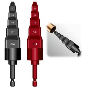 2Set HVAC Repair Tool, Swaging Flaring Tools Drill Bit, 5 in 1 Swage Tube Copper Pipe Expander Flaring Kits for Multifunction HVAC Repairing with 1/4", 3/8", 1/2", 5/8", 3/4" Bits, (2 Colors)