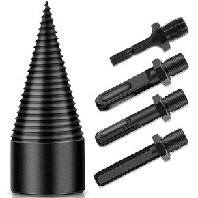 Firewood Drill Bit Wood Splitter, 5 Pcs Kindling Splitter Splitting Wood Removable Logs Splitters Electric Drills Bits Heavy Duty Screw Cone Driver Wood Splitter Drill Bit Set 42mm