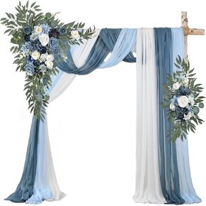 Artificial Wedding Arch Flowers with Drape Kit (Pack of 5) - 2pcs Flower Swag with 3pcs Draping Fabric for Wedding Ceremony Arbor and Reception Backdrop Decoration(Dusty Rose & Burgundy)