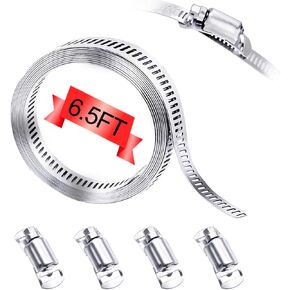 6PCS Adjustable 304 Stainless Steel Duct Clamps Hose Clamp,8 Inch and 6 Inch Pipe Clamp Air Ducting Clamp(5.55"-6.5"/141-165mm and 7.64"-8.5"/194-216mm)