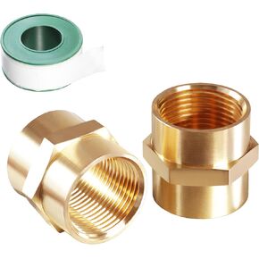 5PCS 1/2 Inch Female Pipe x 1/2 Inch Male Pipe Solid Brass Threaded Straight Pipe Reducing Hex Nipple Fittings Extension Connector Adapter Coupling for Pipe Line/Oil/Gas