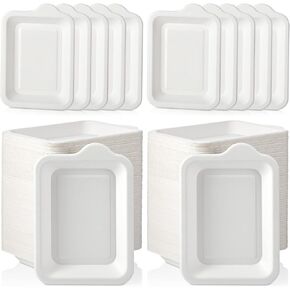 Remerry Small Paper Plates Small Disposable Plates Paper Plates Bulk White Square Plates Dessert Plates Cake Paper Plates Party Snack Plates Sugarcane Bagasse Fiber Plates (300 Pcs, 4.41 x 5.24 Inch)
