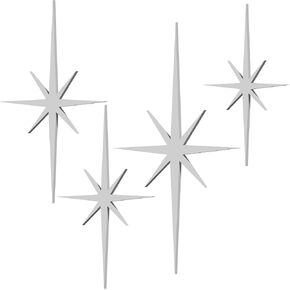 Jinqifamyc Office Wall Decor Mid Century Modern Art 8 Pointed Atomic Stars Metal Decor Cast Iron Decor for Home Wall Decor Bedroom Decor (Dark)