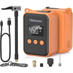 Bike Pump, 130 PSI Mini Bike Tire Pump with Gauge Fits Presta Valve & Schrader Valve, Portable Electric Bicycle Inflator Pump Air Compressor Auto Shut-Off, Small Ball Pump Inflator with Needle
