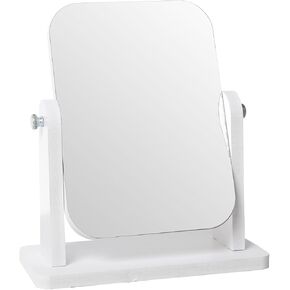 LONGSHENG - SINCE 2001 - White Wooden Table Vanity Makeup Mirror Rectangle Mirrors Tabletop Mirror for Desk Office Living Room,Bedroom-Large