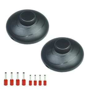 2Pcs Floor Lamp Foot Switch, 3A125VAC Pedal Switch, Round Floor Lamp Inline Switch with Step-on Button,Easy DIY Installation for for LED Light Cord Appliance(Black)