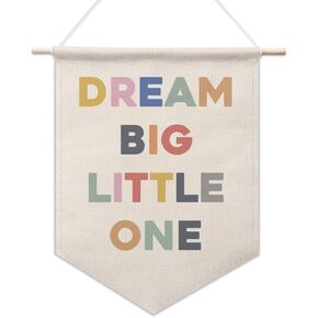 Dream Big Little One Pennant Banner, Inspirational Wall Art, Canvas Hanging Pennant Flag, Kids Room Decor, Home Nursery Decor, New Home Decor, Classroom Decor, Kindergarten Decor, Wall Decor Art