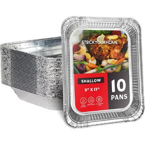 (30 Pack) Disposable Aluminum Pans 9x13 Shallow, Heavy Duty 1.75" Deep Foil Pans, Baking Tins, 13x9 Baking Pan for Cooking and Serving Cookies, Brownies, Sheet Cake, Cookie Sheets, Holiday Meal Prep