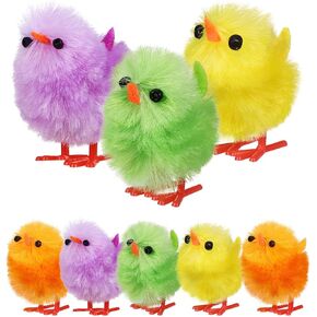 VANZACK Small Easter Chicks: 18Pcs Mini Chicks, Little Fluffy Chickens, Easter Party Decorations, DIY Tiny Easter Chick Statue Decor Mix-Color
