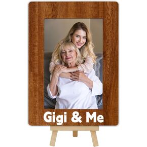 DETIHO 4x6 Photo Frame, Small Wooden Picture Frame with Easel Stand, Gigi & Me Picture Frame, Grandparents Day Gifts, Vertical-A16