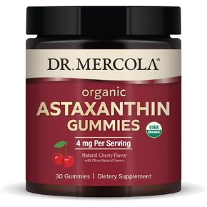 Dr. Mercola Organic Astaxanthin Gummies, 30 Servings (30 Gummies), 4 mg Per Serving, Dietary Supplement, Immune Support, Certified Organic, Non- GMO