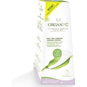 Organyc 100% Certified Organic Cotton Foldable Tanga Thong Panty Liners, Ultra Thin Liners for Women, Light Flow, 24 Count