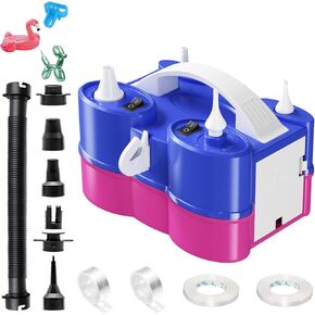 Electric Balloon Pump, 3-in-1 Portable Air Pump for Inflatables and Balloons, Dual Nozzle Balloon Blower Machine for Latex 260q Foil Balloons 110V Inflator Deflator for Pool Floats Air Mattress