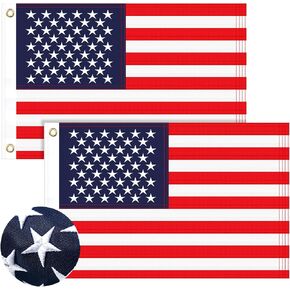 2 Pcs American Flag 12 x 18 Inch Small US Boat Star USA Flag Marine Flag Embroidered Sewn Boat Bike Car Labor Day Flag Workers' Day Banner 2 Grommet for Indoor Outdoor, Red, Blue and White