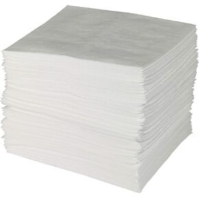 Brady SPC ENV500 Light Weight Oil Only Non-Bonded Enhanced Absorbency Pads for Removing Oil from Water or Land, White, 15"W x 19"L. Not perforated. 100 pads per roll