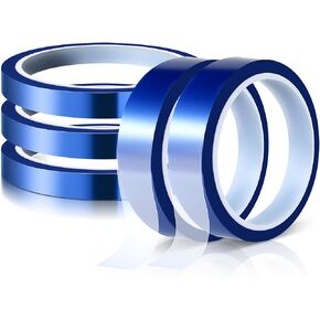 Heat Resistant Tape, 2Pack 20mmx33m(107ft) & 3 Pack10mmx33mm(107ft) Transparent Blue Heat Tape for Sublimation High Temperature Heat Transfer Tape for Heat Sublimation Press