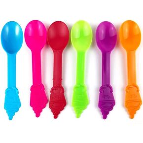 Disposable Mixed Corlor Eco-Friendly Plastic Spoons Frozen Yogurt Ice Cream Spoons,Frozen Dessert Spoons 50 Count