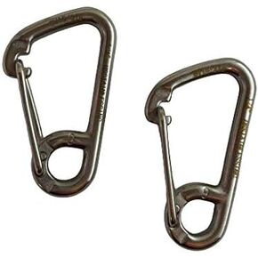 US Stainless 2 Pieces Stainless Steel 316 Asymmetrical Spring Hook Carabiner Casting End with Eye 1/4" (6mm) Marine Grade