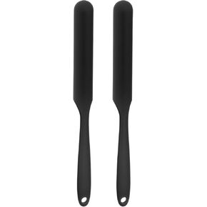 HARFINGTON 2Pcs Silicone Spatula Scraper 9.45" Reusable Non-Stick Flexible Spatulas for Epoxy Resin Liquid Paint Arts DIY Crafts, Black