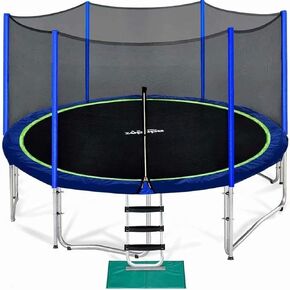Zupapa Trampolines No-Gap Design 1500 LBS Weight Capacity 16 15 14 12 10 8FT for Kids Children with Safety Enclosure Net Outdoor Backyards Large Recreational Trampoline
