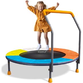 3FT Foldable Trampoline for Kids, 36" Mini Small Trampoline with Handle Bar Indoor Outdoor, Height-Adjustable & Max Load 150 LBS,Toddler Baby Jumping Mat, Fitness Recreational Trampoline Birthday