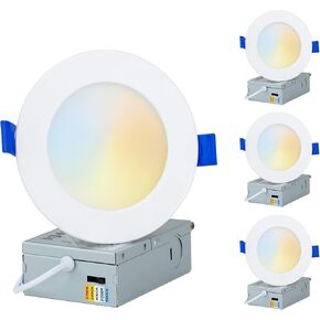 6-Pack 6-Inch 2700K-6000K Color Selectable, Oil Rubbed Bronze Trim, Ultra-Thin LED Recessed Ceiling Downlight with J-Box, Dimmable Can-Killer Downlight, 12Watt (Dark Brown)