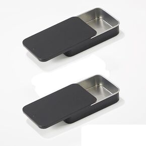 2Pcs Dental Floss Portable Case, Metal Rectangular Sliding Floss box Small Tins with Lids for Travel, Portable Travel Floss Box, Convenient Dental Floss Dispenser 3.15 x 1.96 x 0.54 IN (Silver)